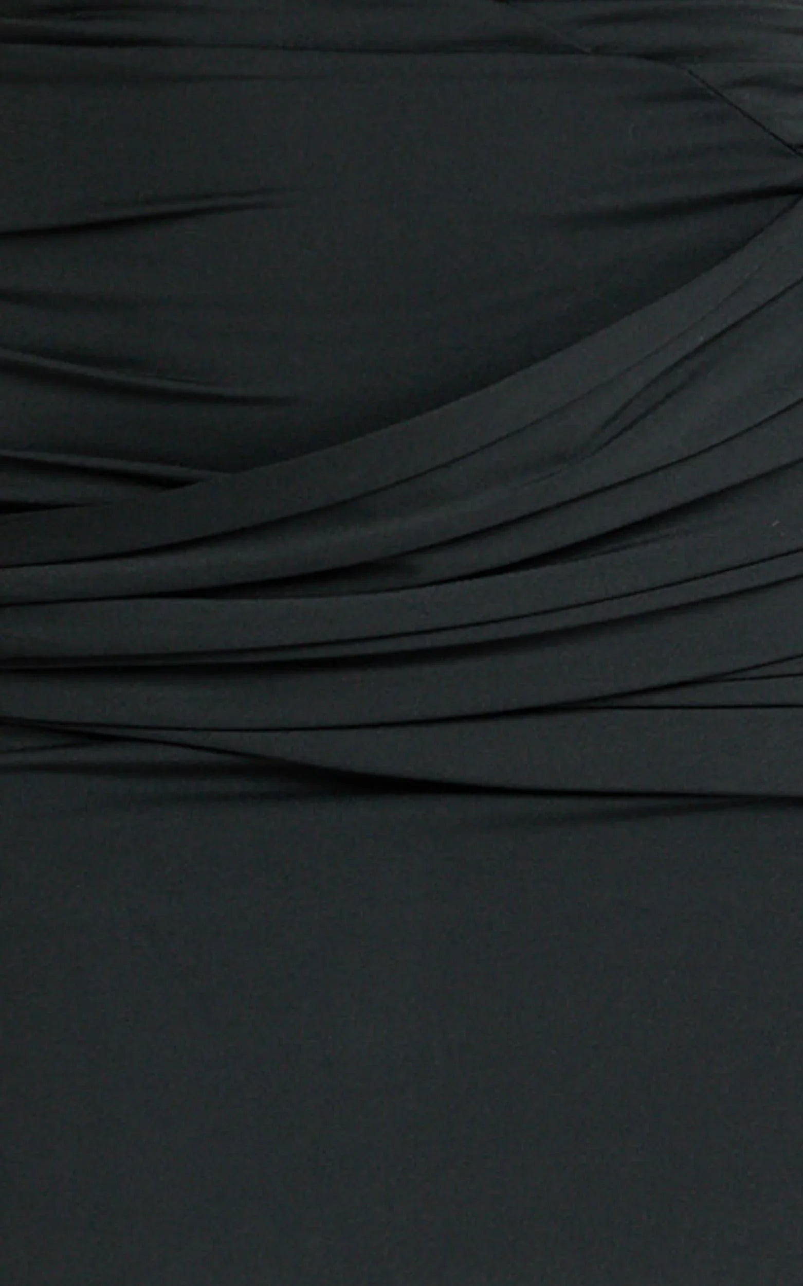 Ginny Maxi Dress - Asymmetric Neck Waist Tie Dress in Black