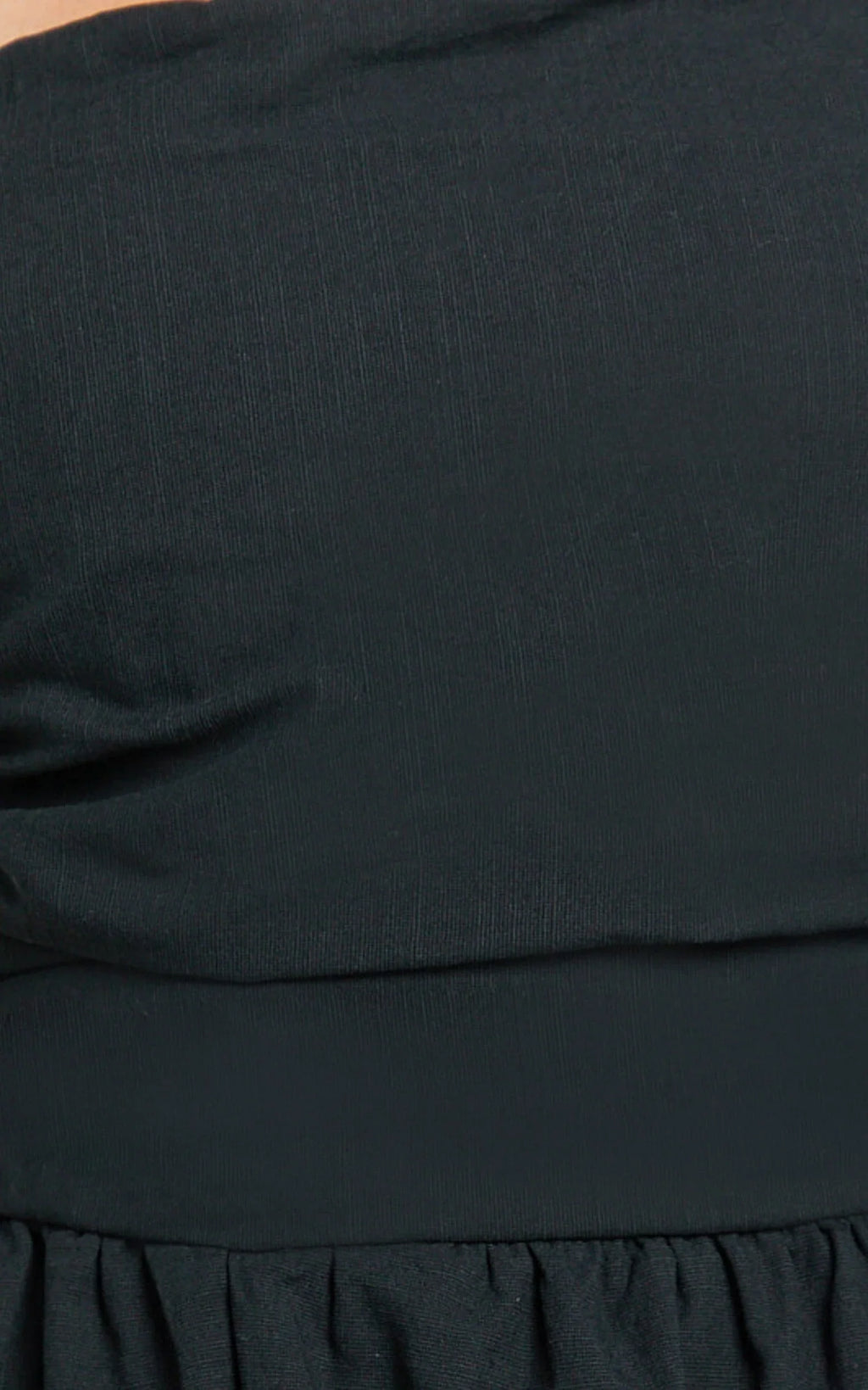 Polly Midi Dress - Strapless Ruched Dress in Black