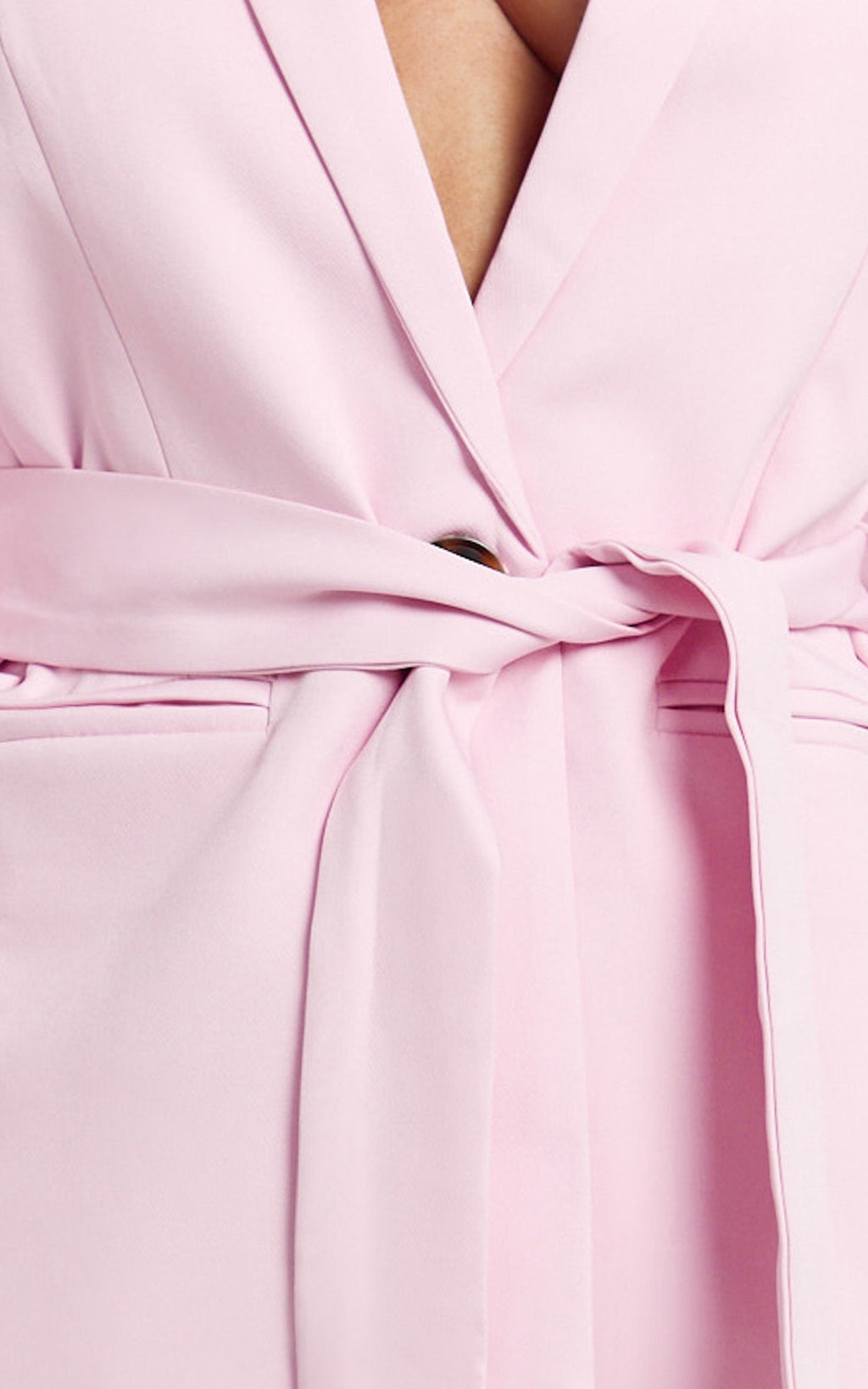 Adela Jacket - Cocoon Sleeve Cinched Waist Self Belt Jacket in Pale Pink
