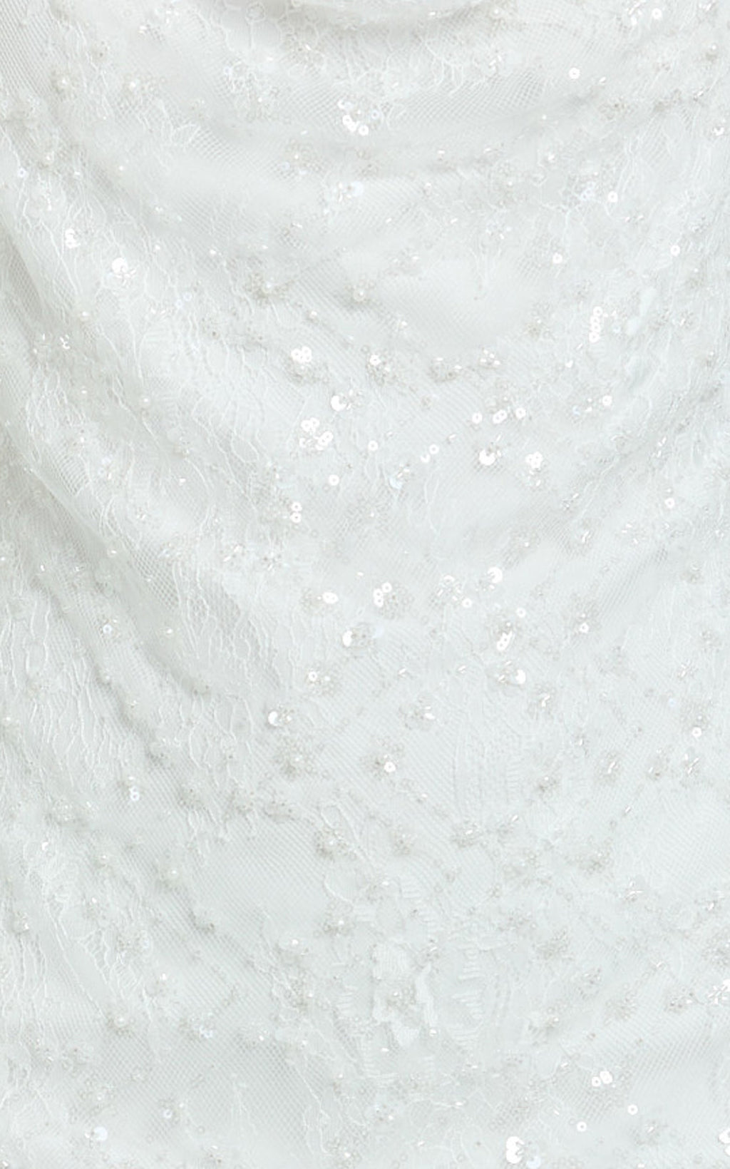 Alana Mini Dress - Sequin Lace Cowl Neck Dress in White