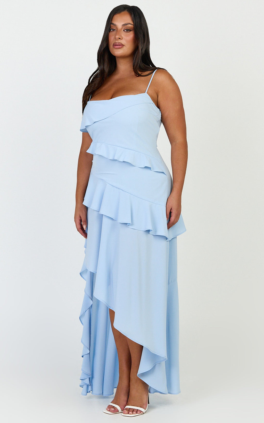 Arabella Maxi Dress - Tiered Ruffle Fit And Flare Dress in Blue