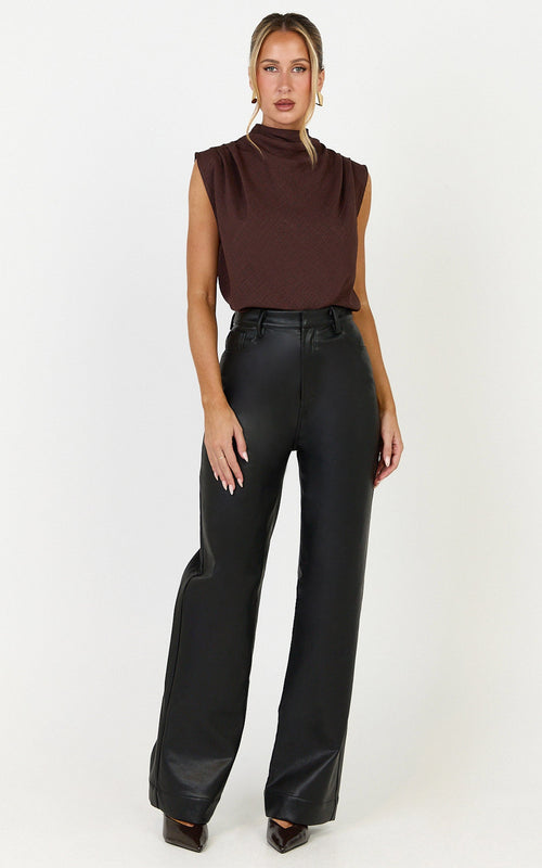 Arianae Top - High Neck Top in Brown