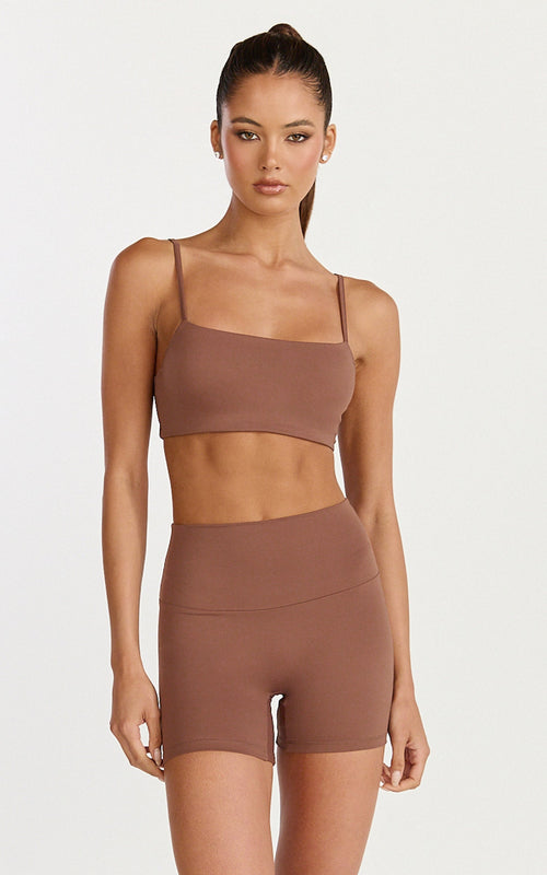 Aurora Shorts - High Waist Bike Shorts in Cocoa Bean
