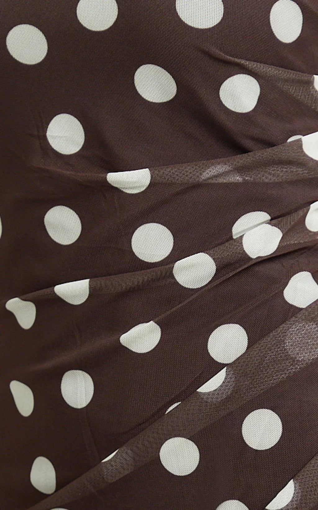 Lia Maxi Dress - Off Shoulder Slip Dress in Chocolate White Spot