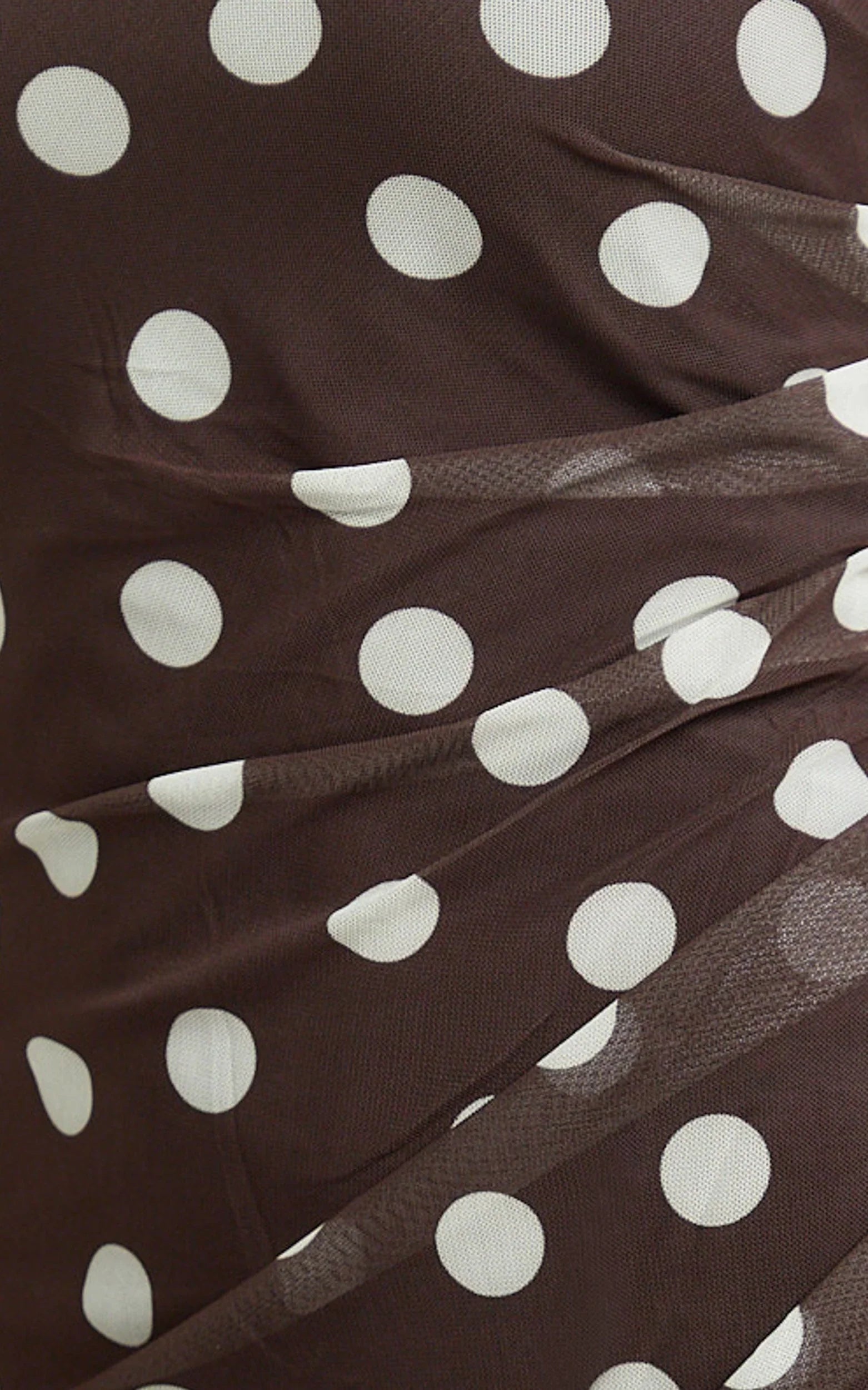 Lia Maxi Dress - Off Shoulder Slip Dress in Chocolate White Spot