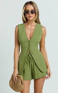 Olivia Shorts - Drawstring Relaxed Linen Shorts in Sage