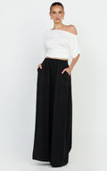 Cardi Pants - High Waist Elastic Wide Leg Pants in Black