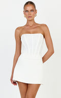 Colette Top - Strapless Lace Corset Top in White