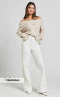 Dexter Jeans - High Waisted Straight Leg Denim Jeans in Ecru