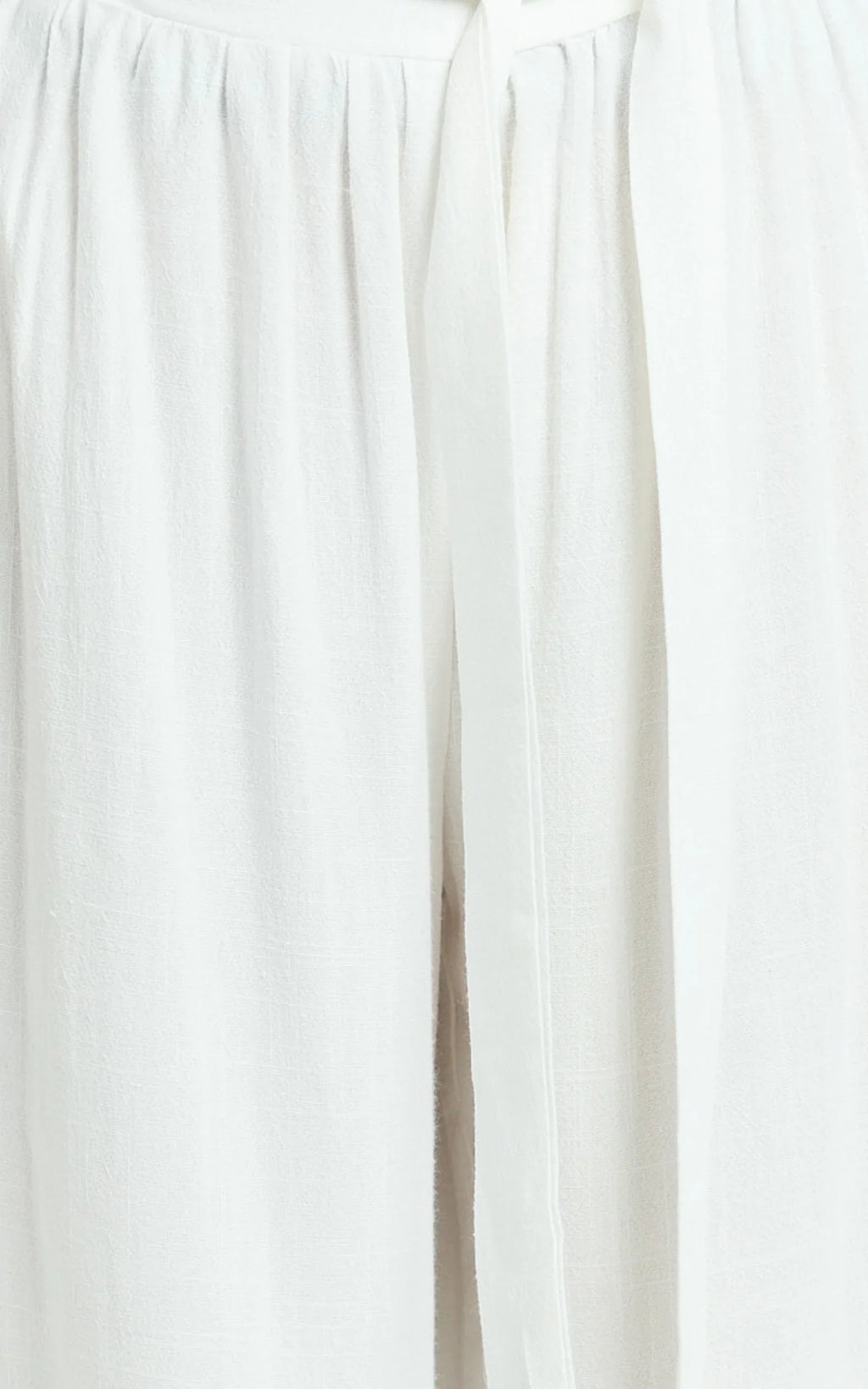 Kalli Pants - Linen Look Belted Wide Leg Relaxed Pants in White