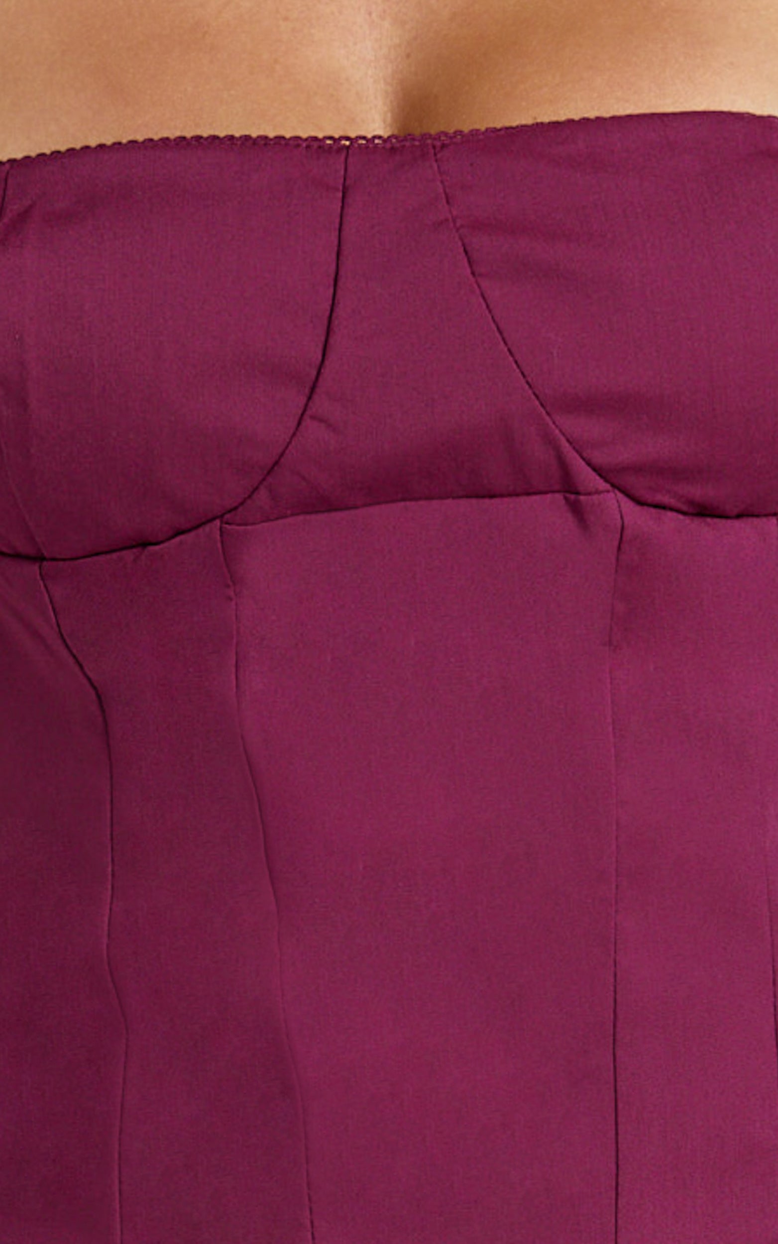 Eloise Top - Straight Neckline Corset Top in Burgundy