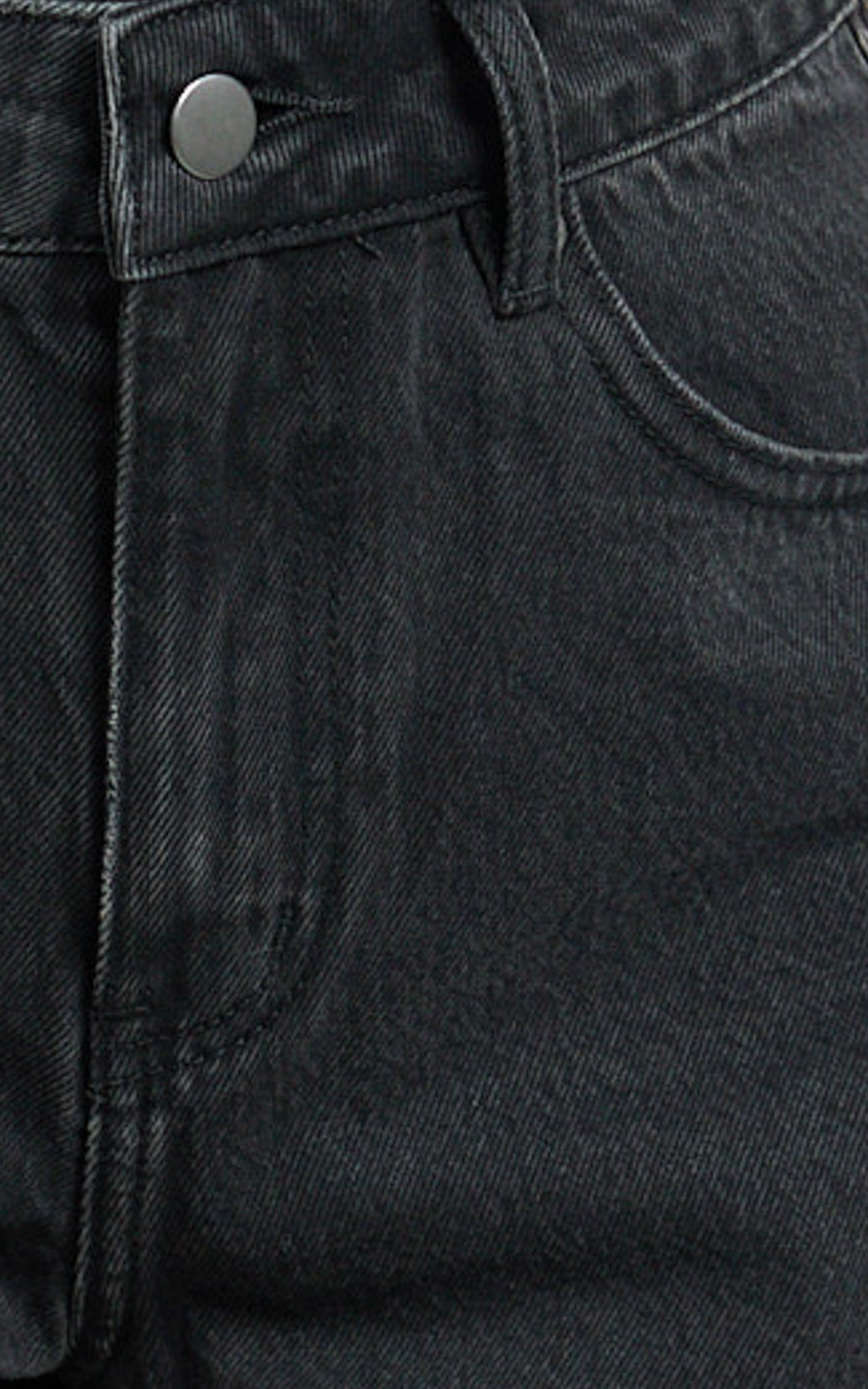 Erin Shorts - High Rise Denim Shorts in Washed Black