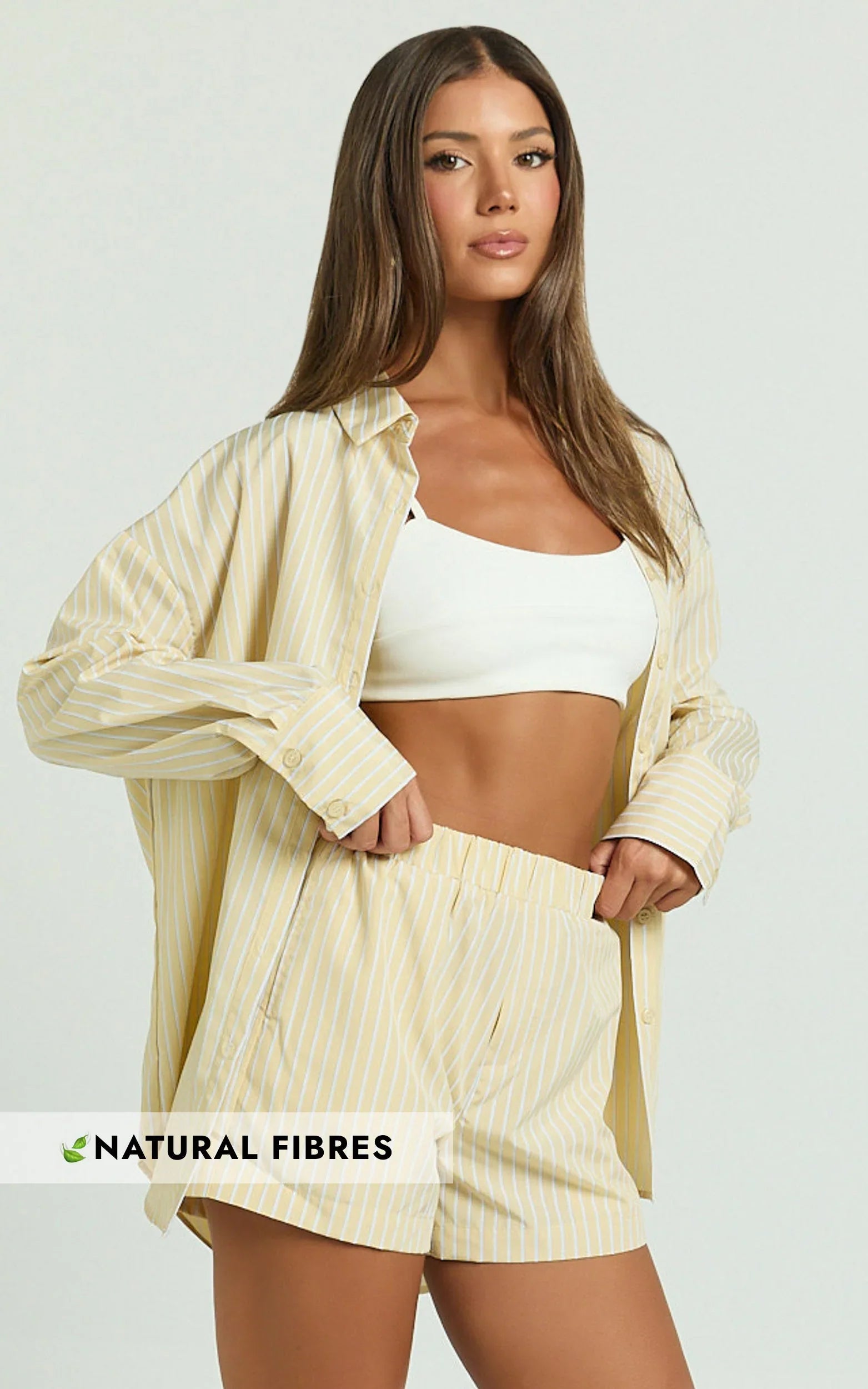 Chaemay Shorts - Line Boxer Shorts in Lemon Stripe