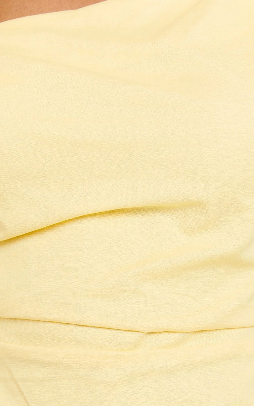 Jeofina Mini Dress - Off The Shoulder Linen Look Dress in Lemon
