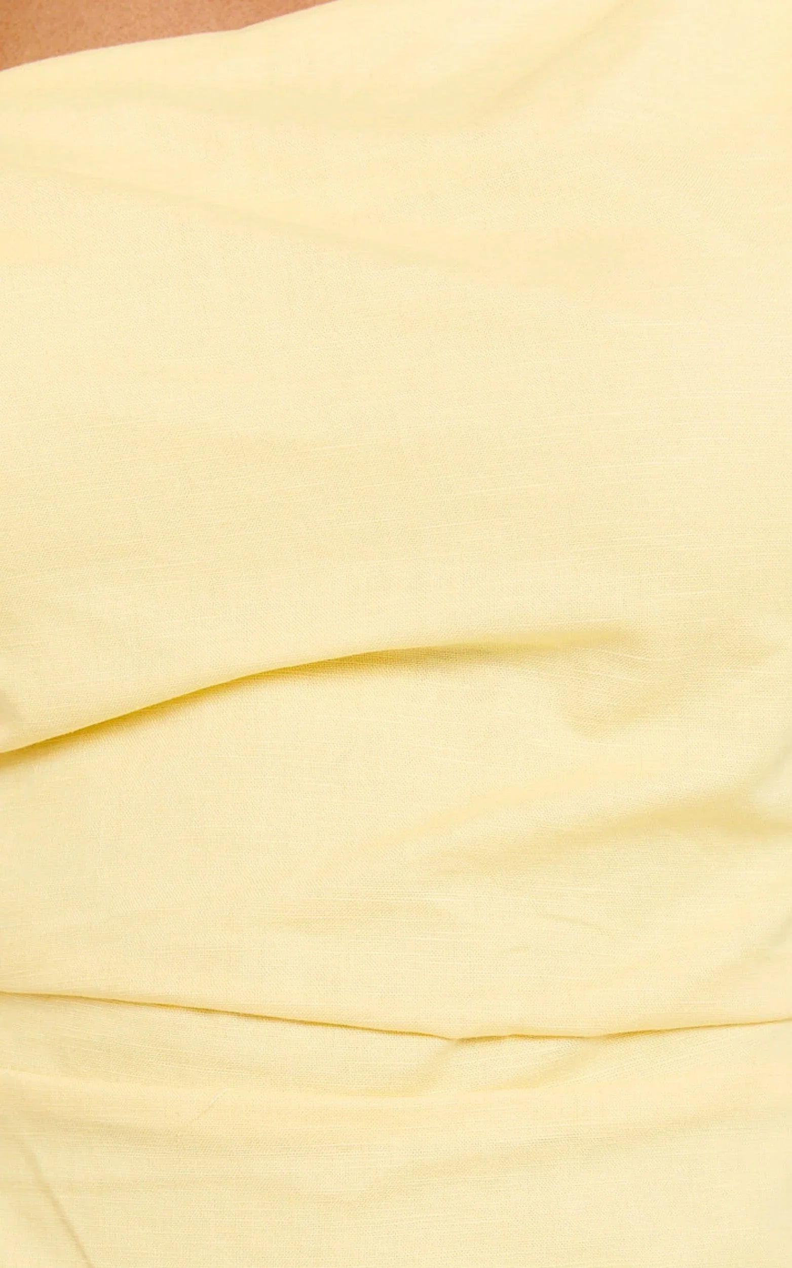 Jeofina Mini Dress - Off The Shoulder Linen Look Dress in Lemon