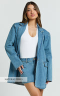 Fabia Jacket - Denim Oversized Blazer in Light Blue Wash