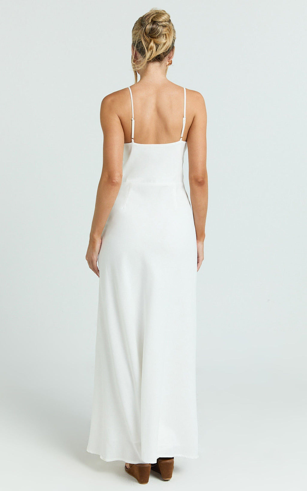 Hinata Maxi Dress - Linen Blend Slip Dress in Off White