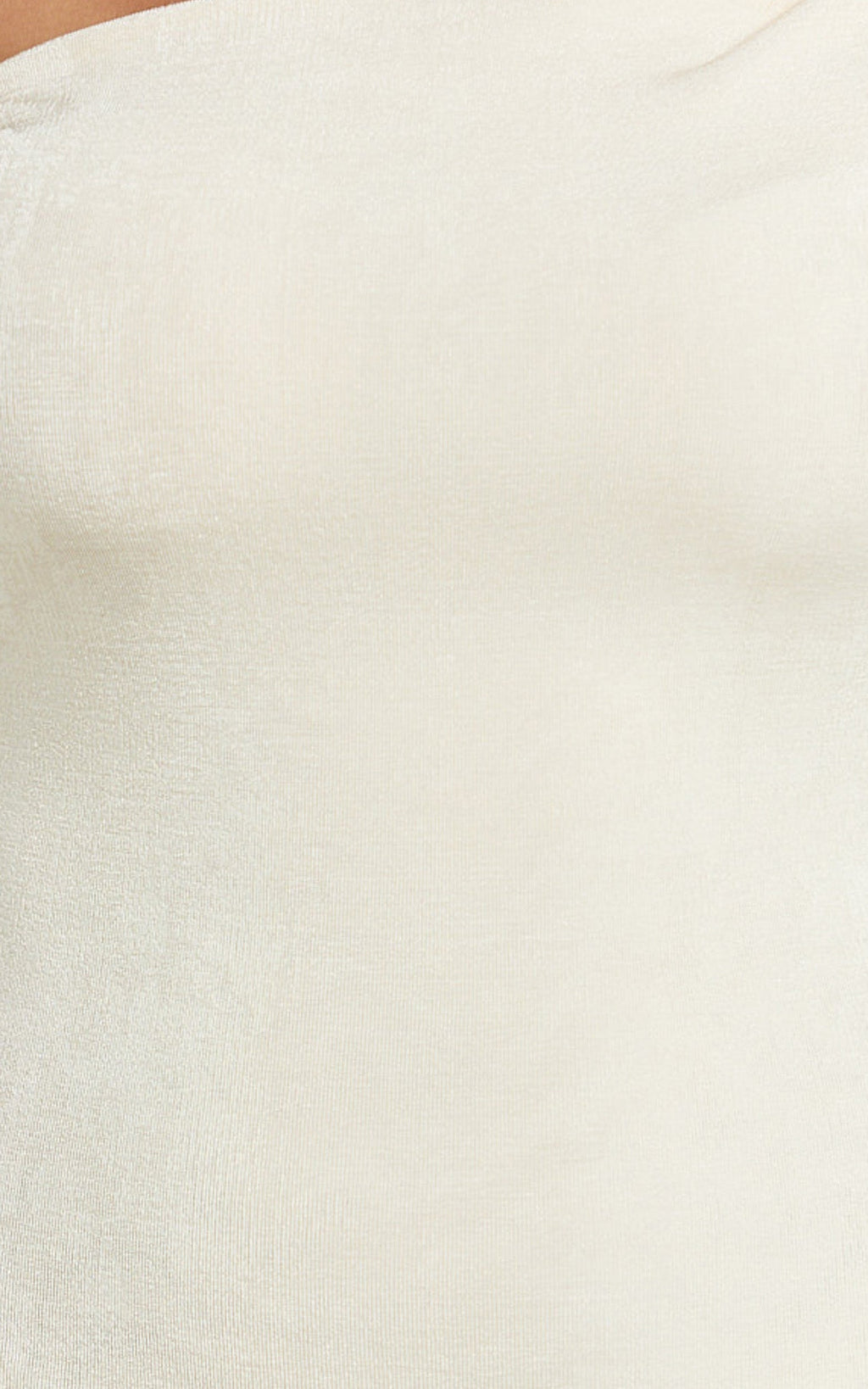 Isabel Midi Dress - Twist Off Shoulder Bodycon Dress in Cream