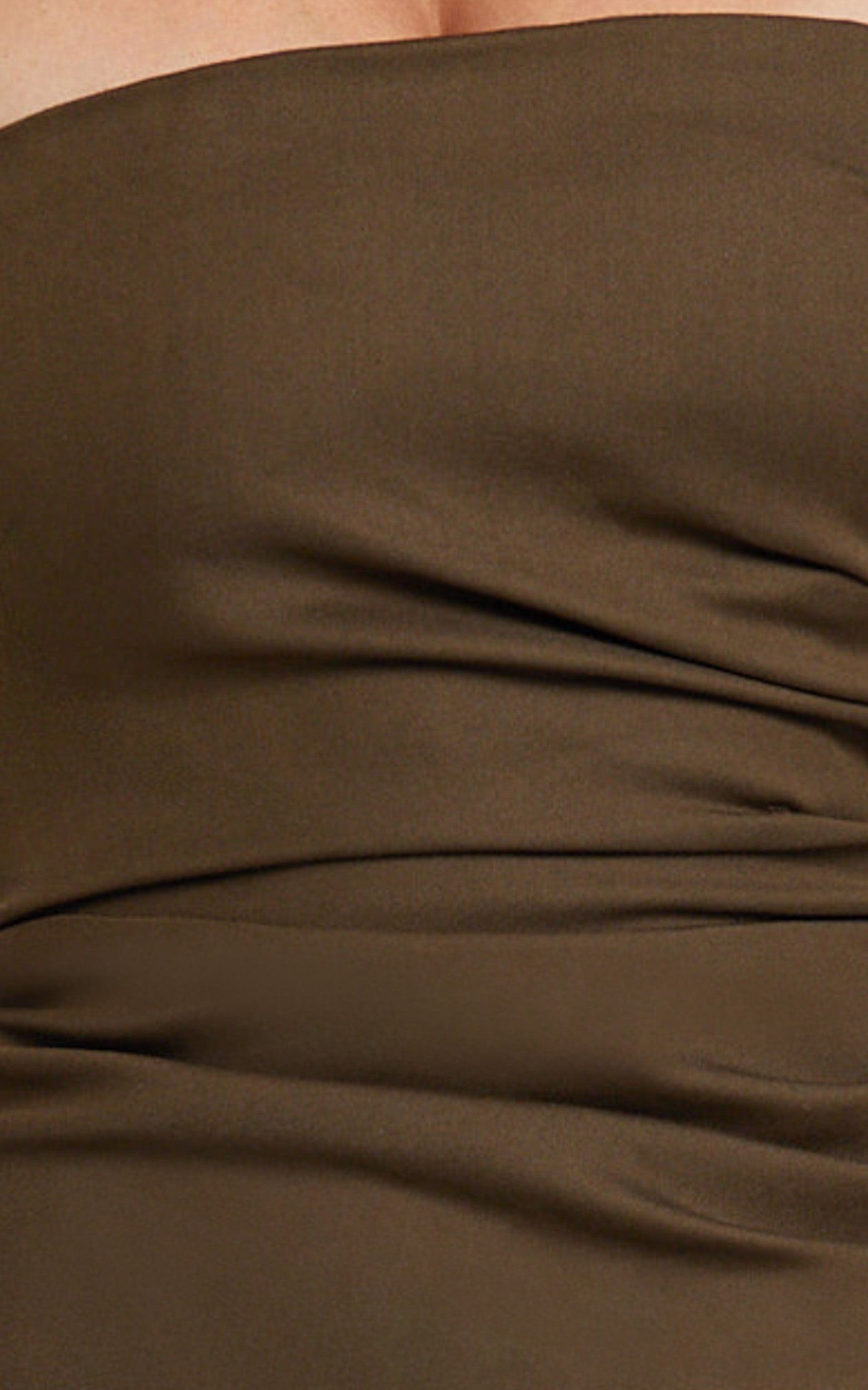 Jamie Maxi Dress - Strapless Ruched Fitted Column Dress in Chocolate