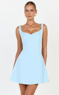 Jayce Mini Dress - Off The Shoulder A Line Dress in Blue