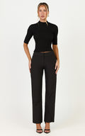 Neema Pants - Mid Rise Straight Leg Pants in Black