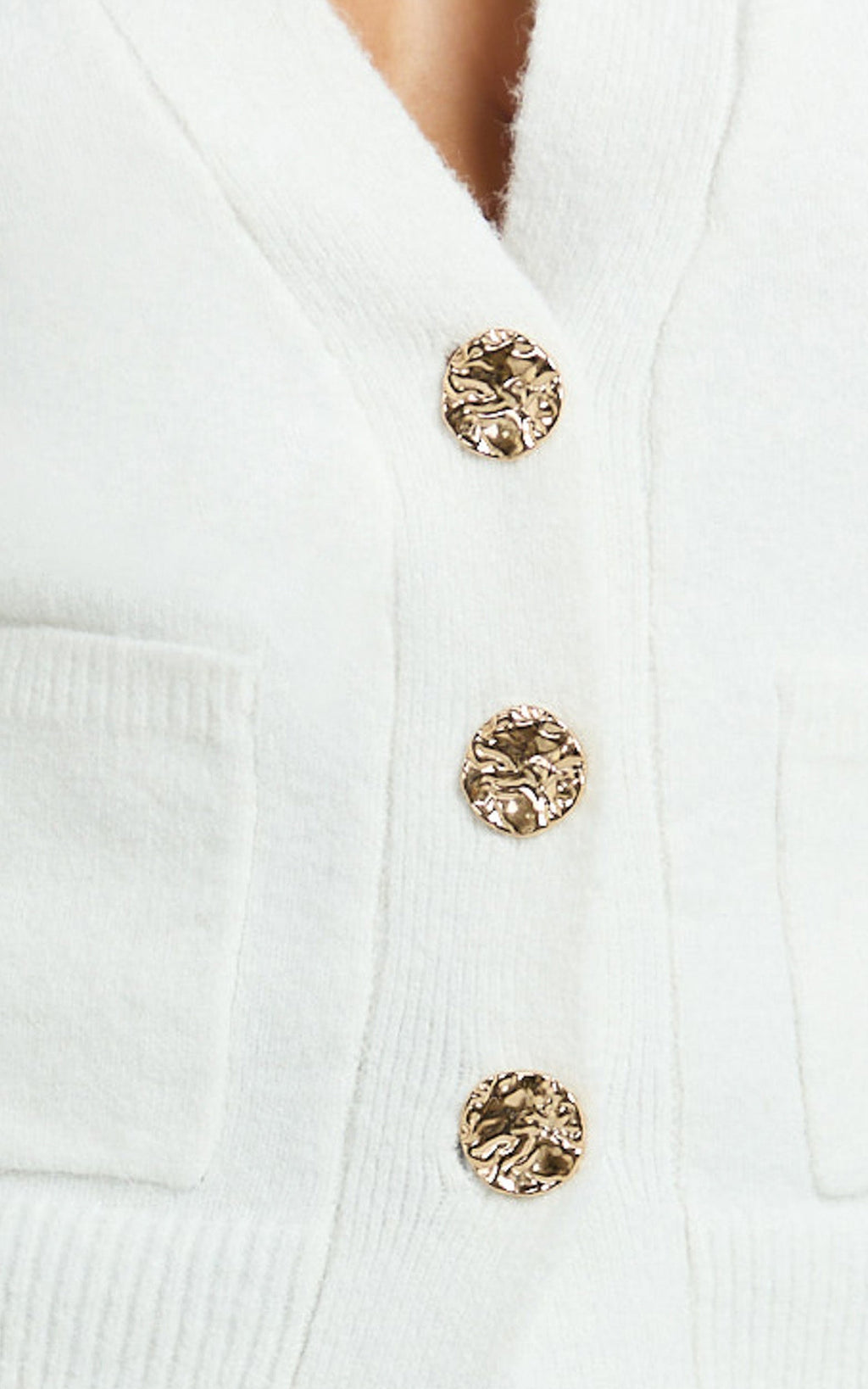Nerissa Cardigan - V Neck Recycled Knit Contoured Cardigan in Cream