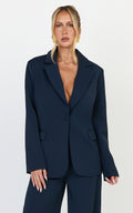 Selena Blazer - Oversized Single Breasted Blazer in Navy
