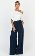 Selena Pants - High Waisted Wide Leg Tailored Pants in Navy