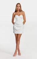 Annie Mini Dress - Strapless Corset Dress With Lace Up Back in White