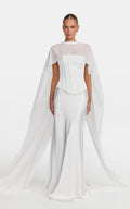 Carrie Top - Georgette Overlay Cape Top in White