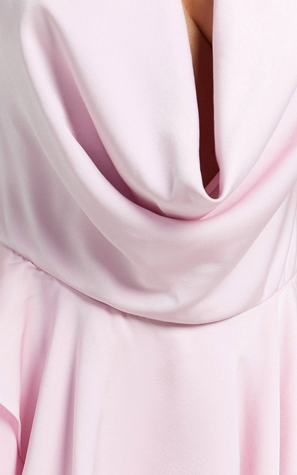 Tanisha Mini Dress - Halter Cowl Neck Asymmetrical Skirt Dress in Pink