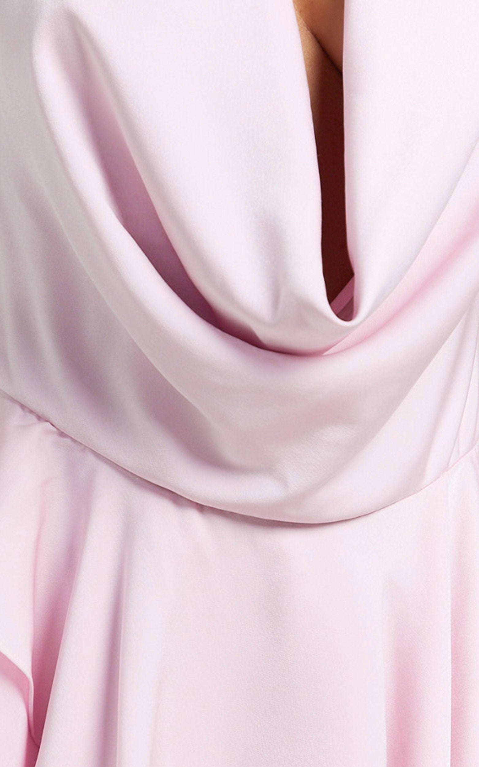Tanisha Mini Dress - Halter Cowl Neck Asymmetrical Skirt Dress in Pink
