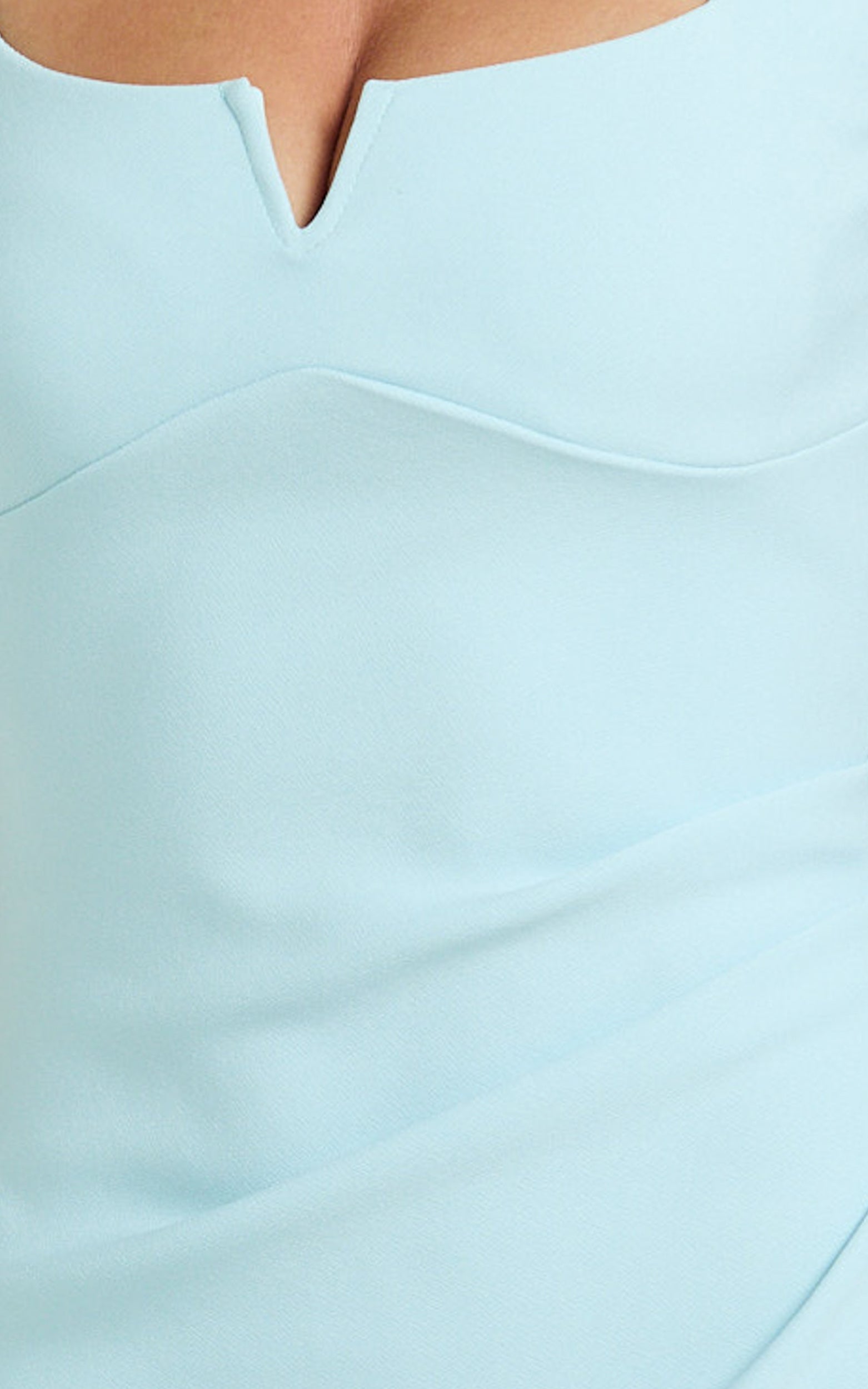 Thelma Maxi Dress - Square Neck Bodycon Dress in Light Blue