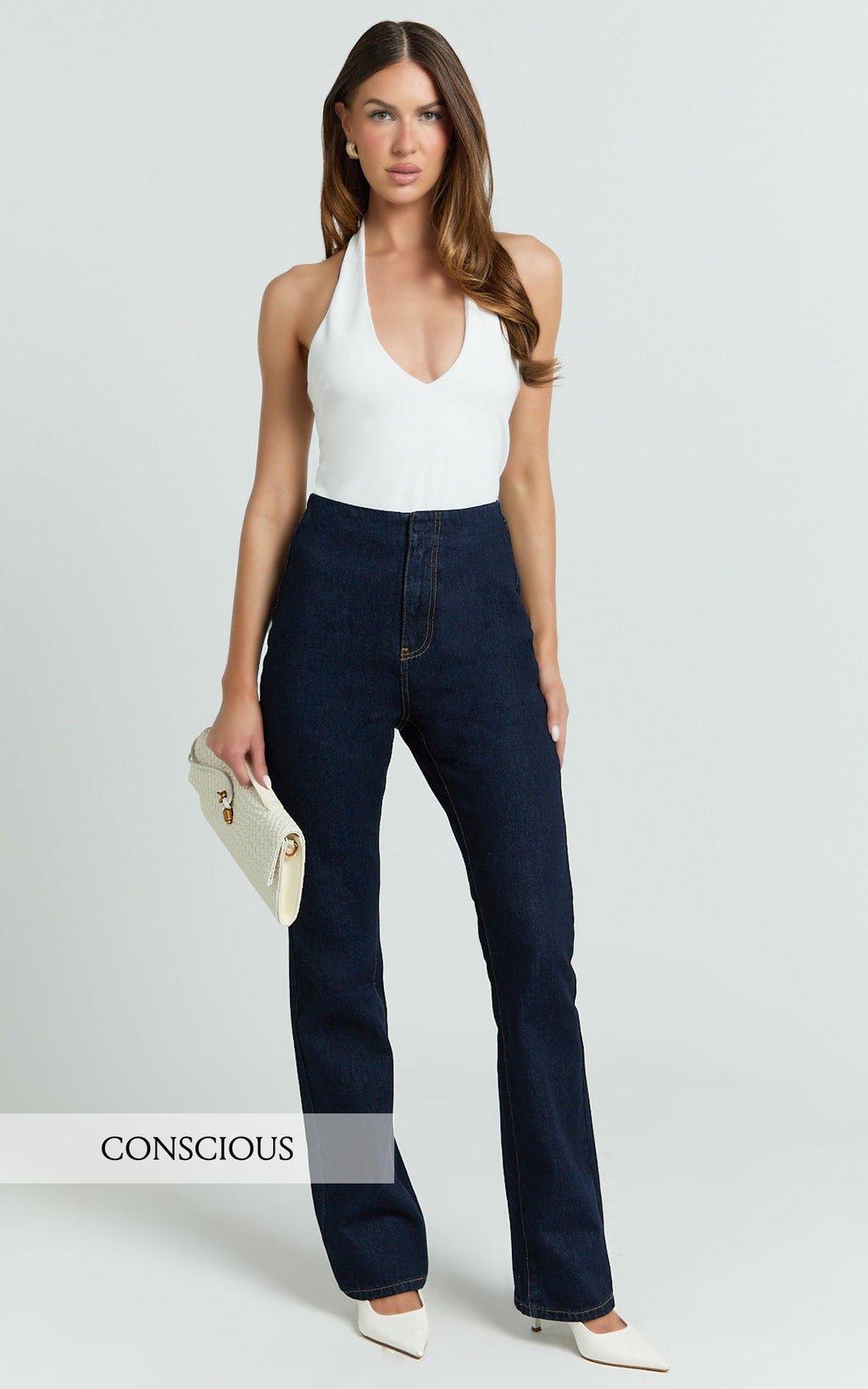 Tianna Jeans - High Waisted Fitted Straight Leg Jeans in Indigo Wash