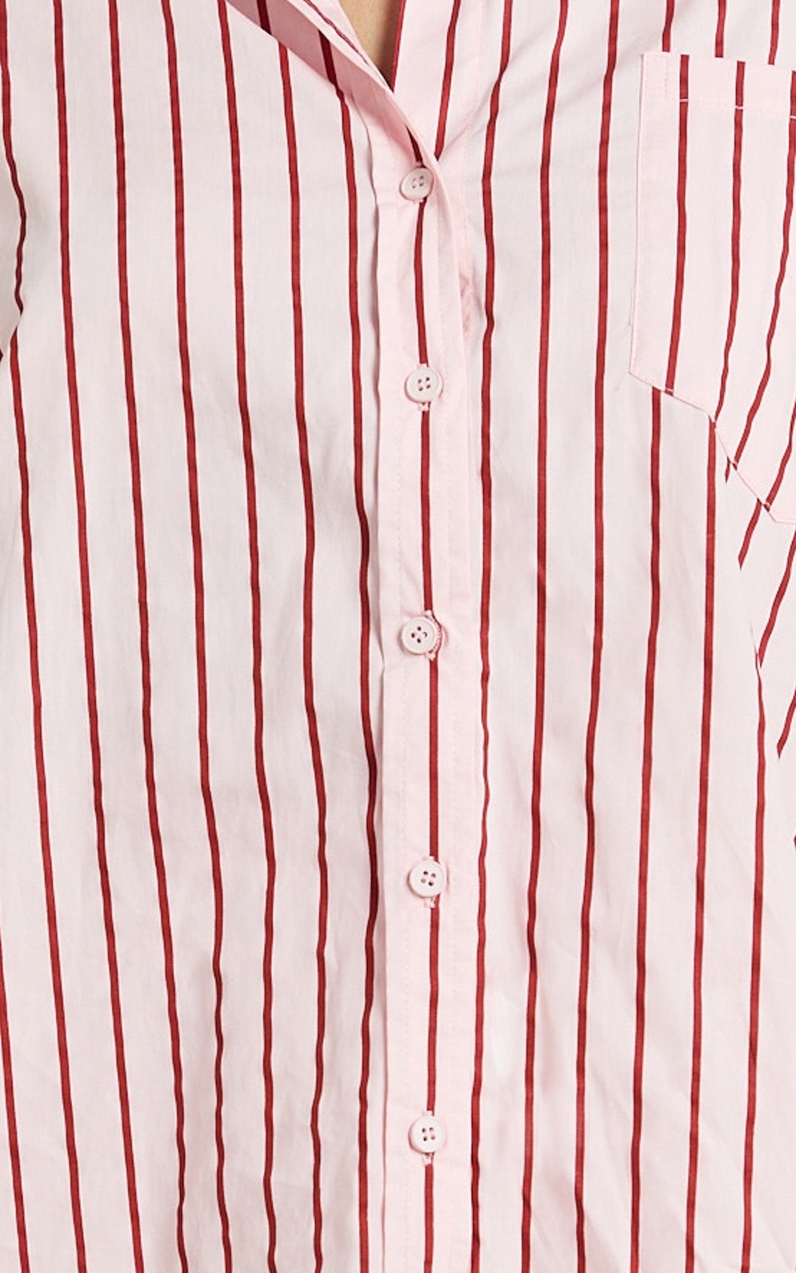 Tristan Top - Oversized Button Down Long Sleeve Striped Shirt in Pink