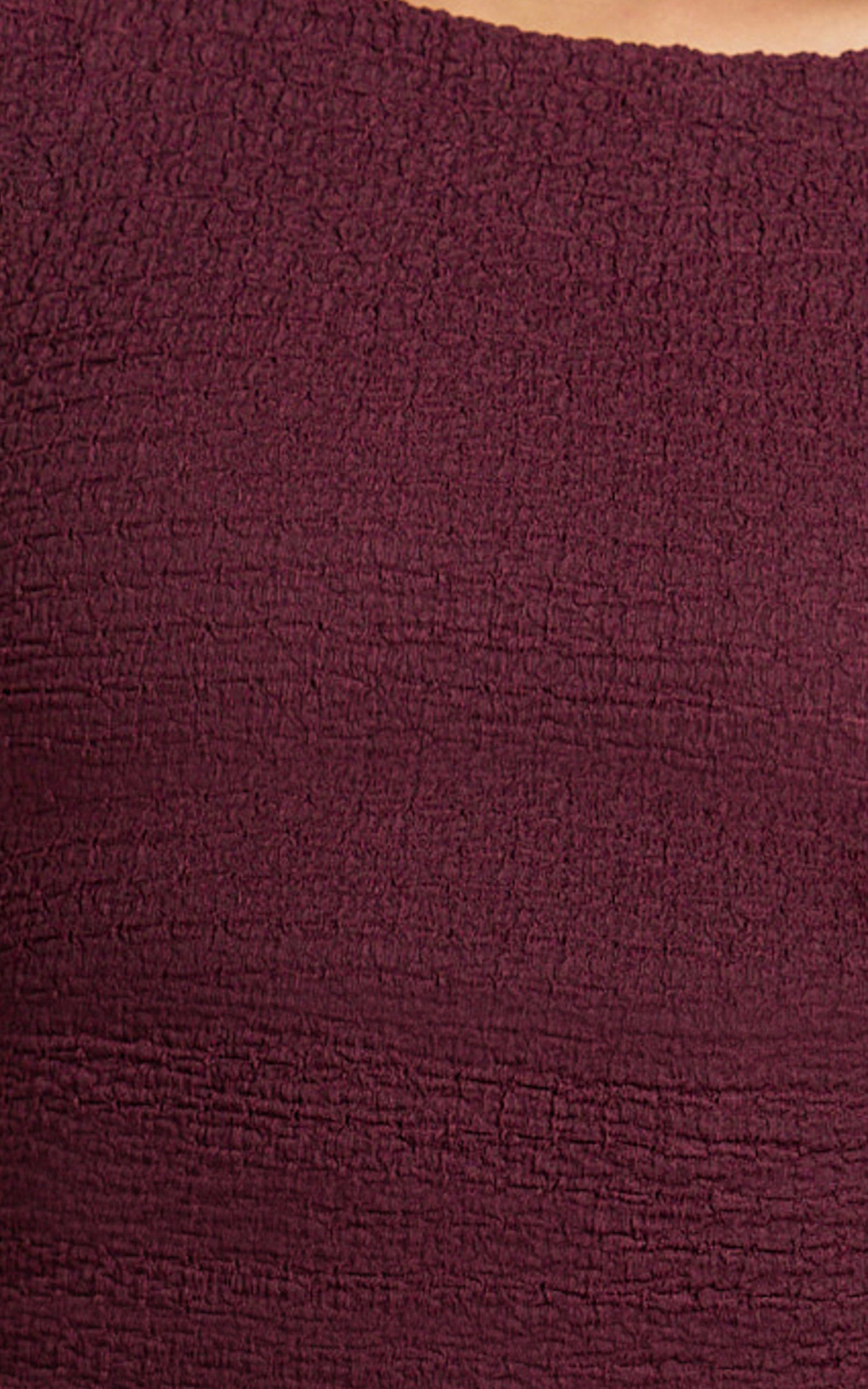 Wyatt Mini Dress - High Boatneck Twist Band Skirt Fitted Dress in Wine