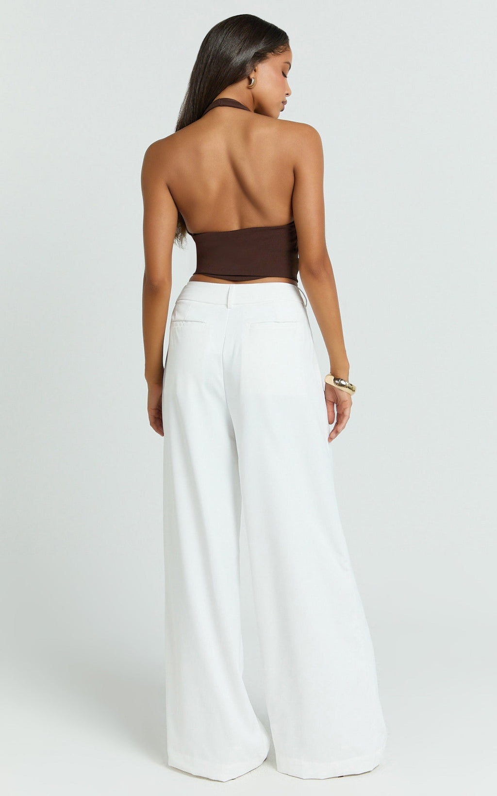 Xandria Pants - Double Pleated Wide Leg Pants in White